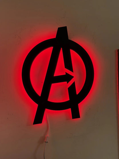 Black Avengers Logo LED Light Up Wall Decoration - MINDSTONE