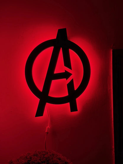 Black Avengers Logo LED Light Up Wall Decoration - MINDSTONE