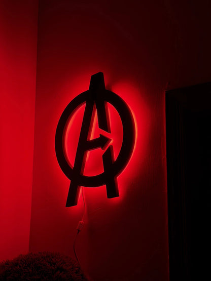 Black Avengers Logo LED Light Up Wall Decoration - MINDSTONE