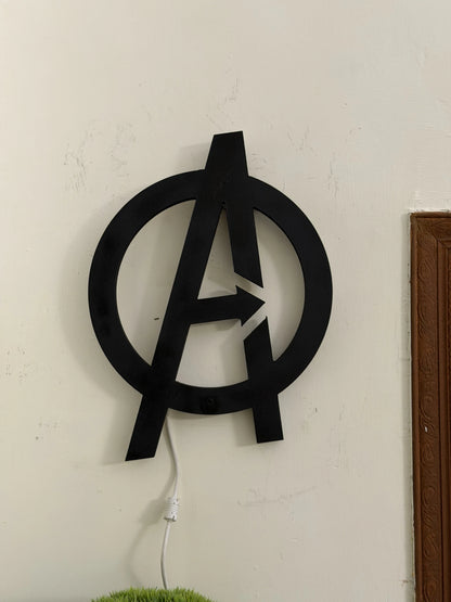 Black Avengers Logo LED Light Up Wall Decoration - MINDSTONE