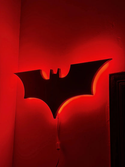 Black Batman Logo LED Light Up Wall Decoration - MINDSTONE