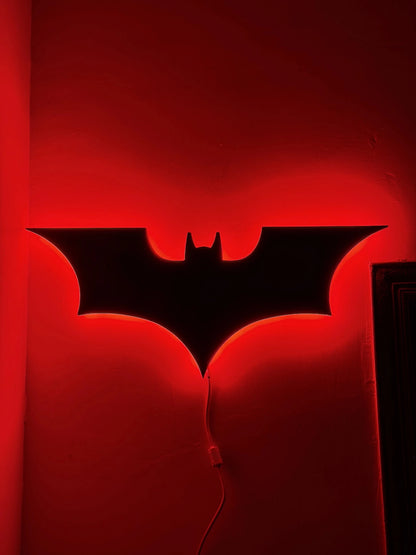 Black Batman Logo LED Light Up Wall Decoration - MINDSTONE