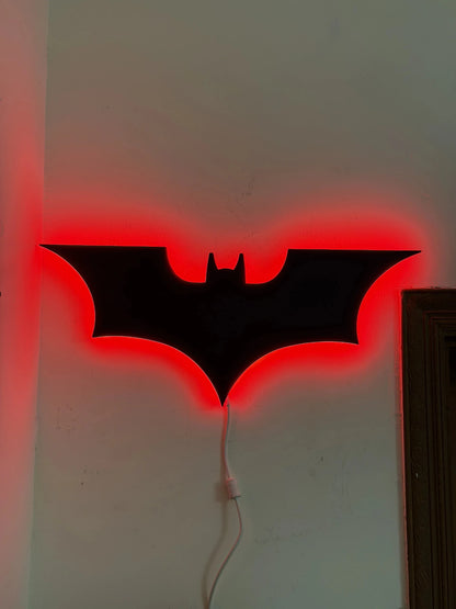 Black Batman Logo LED Light Up Wall Decoration - MINDSTONE